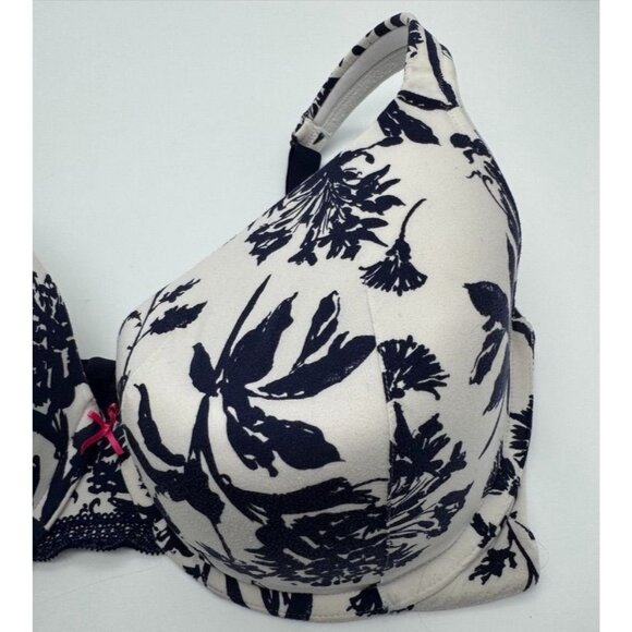 Cacique Lane Bryant Lightly Lined Full Coverage Bra White Blue Floral Size 38F - Picture 4 of 7